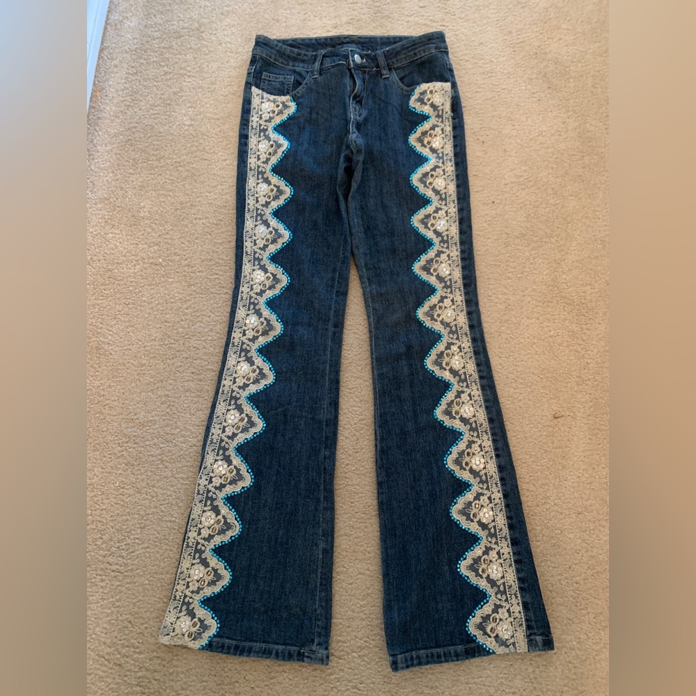 Embellished lace jeans by Boston Proper - size 2